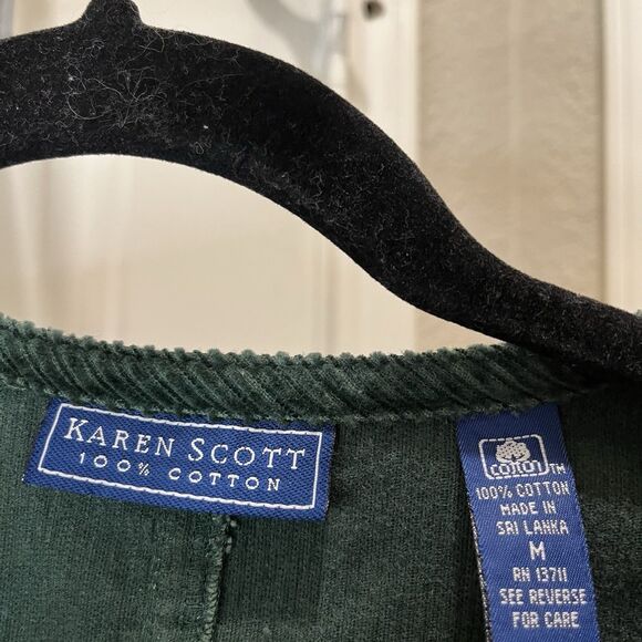 Karen Scott Hunter Green Corduroy Sleeveless Jumper Overall Dress Womens Size M - Picture 4 of 8